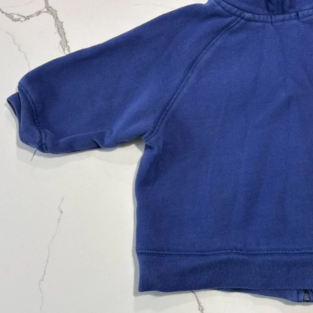 Carter's Infant Baby Blue Hoops Full Zip Hoodie Pockets Size 6M Embroidered